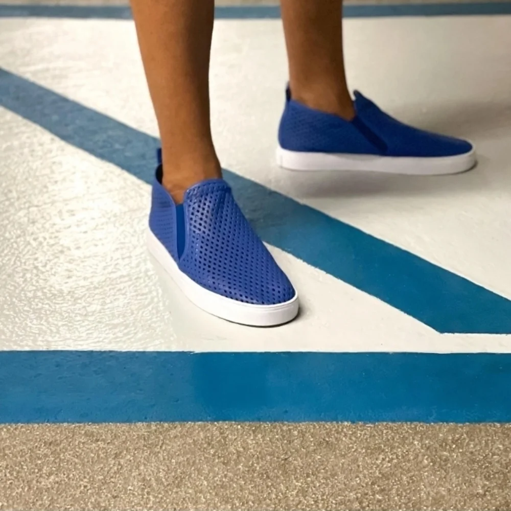 Jibs Unisex Mid Rise Galaxy Blue Slip-on Perforated Leather Odor Free Handmade